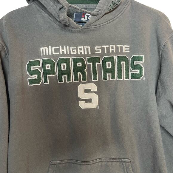 Michigan State Spartans Hoodie Sweatshirt Mens Size Large Gray Pullover Athletic - Picture 3 of 5